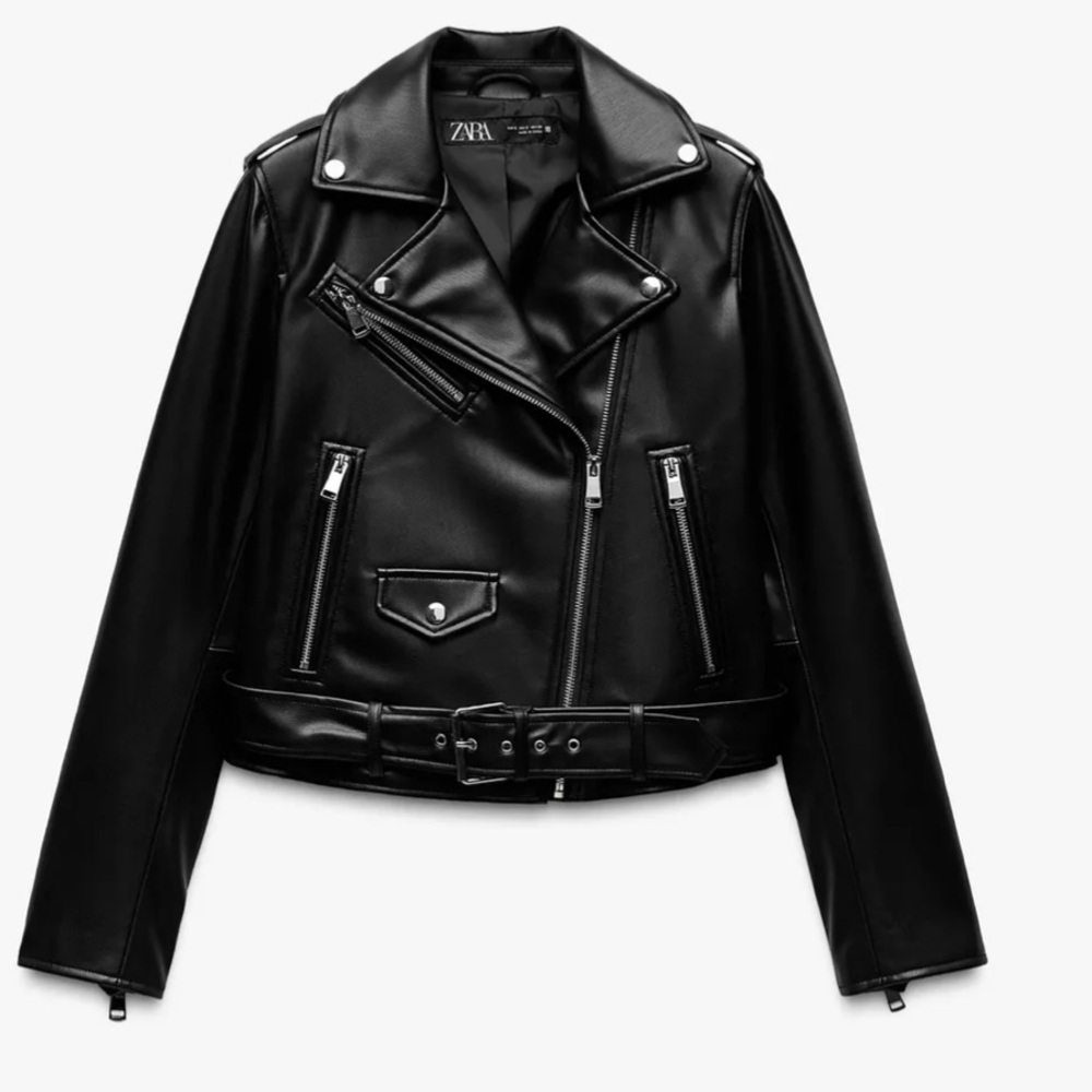 Zara vegan leather moto jacket